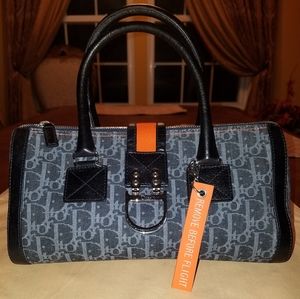Authentic Dior Flight Denim Trotter Boston Bag